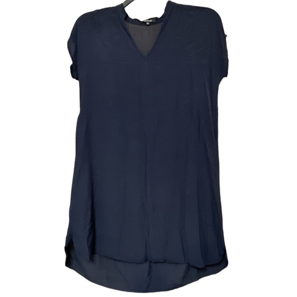 Madewell Bicoastal Navy Blue High-Low S/S V-neck T-Shirt Dress Deep Pockets - Picture 2 of 7